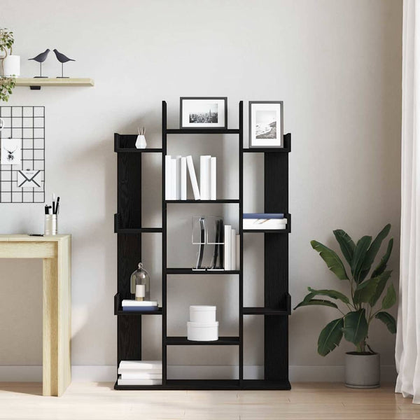 Schwarzes Bücherregal Eichen-Optik, 140 cm hoch