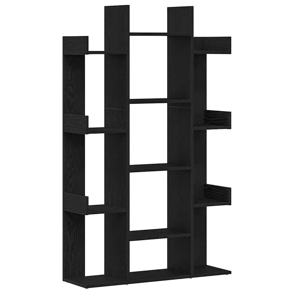 Schwarzes Bücherregal Eichen-Optik, 140 cm hoch