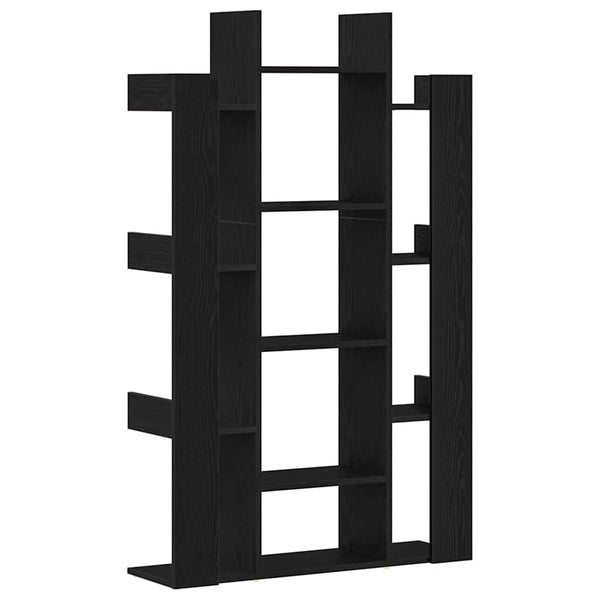 Schwarzes Bücherregal Eichen-Optik, 140 cm hoch