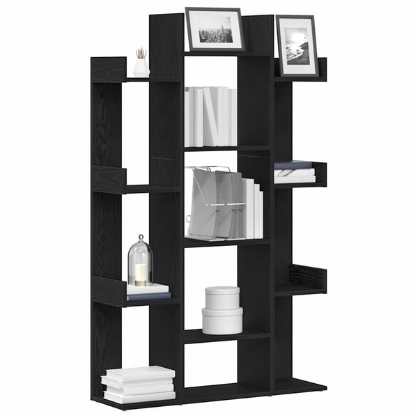 Schwarzes Bücherregal Eichen-Optik, 140 cm hoch