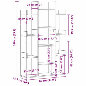 Schwarzes Bücherregal Eichen-Optik, 140 cm hoch