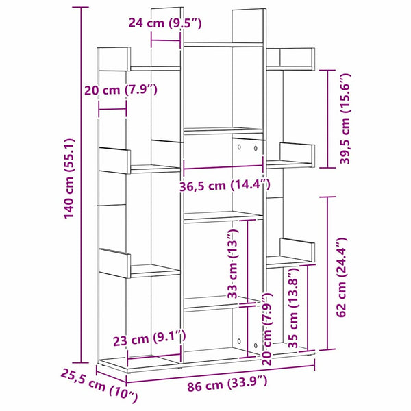 Schwarzes Bücherregal Eichen-Optik, 140 cm hoch