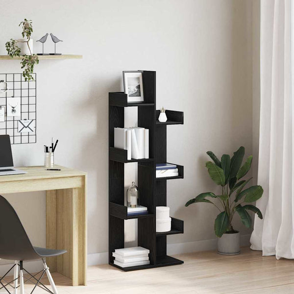 Schwarzes Bücherregal Eichen-Optik, 140 cm hoch