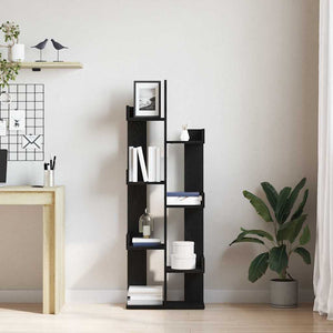 Schwarzes Bücherregal Eichen-Optik, 140 cm hoch