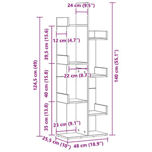 Schwarzes Bücherregal Eichen-Optik, 140 cm hoch