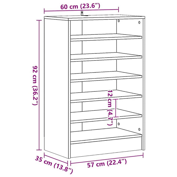 Schuhschrank Schwarz Eichen-Optik