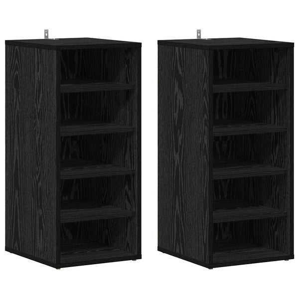 Schuhschrank 2er Set Schwarz Eiche