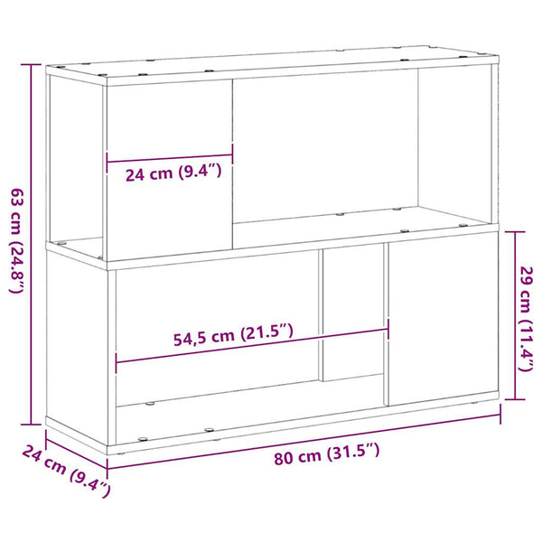Wandmontiertes TV-Schrankset Schwarz Eiche 80cm