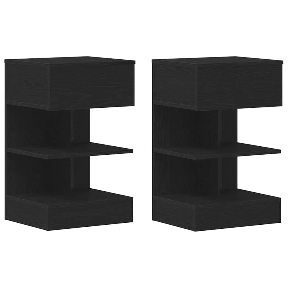 vidaXL Nightstand 2 pcs Black Oak Look 40 x 35 x 65 cm