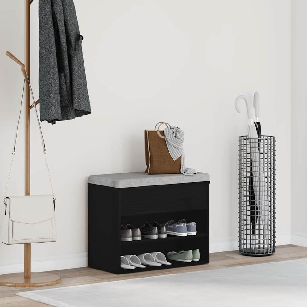 Schuhbank Schwarz Eichenoptik 60 cm