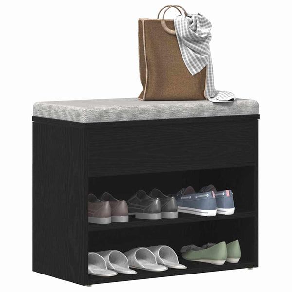 vidaXL Banc à chaussures aspect chêne noir 60 x 30 x 45 cm Bois d'ingénierie