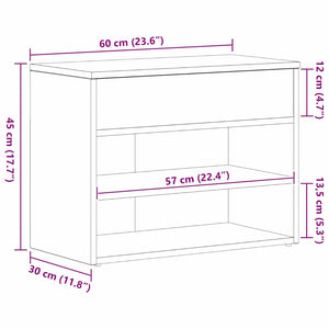 vidaXL Banc à chaussures aspect chêne noir 60 x 30 x 45 cm Bois d'ingénierie