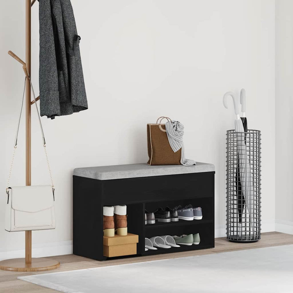 Schuhbank Schwarz Eichenoptik 80cm