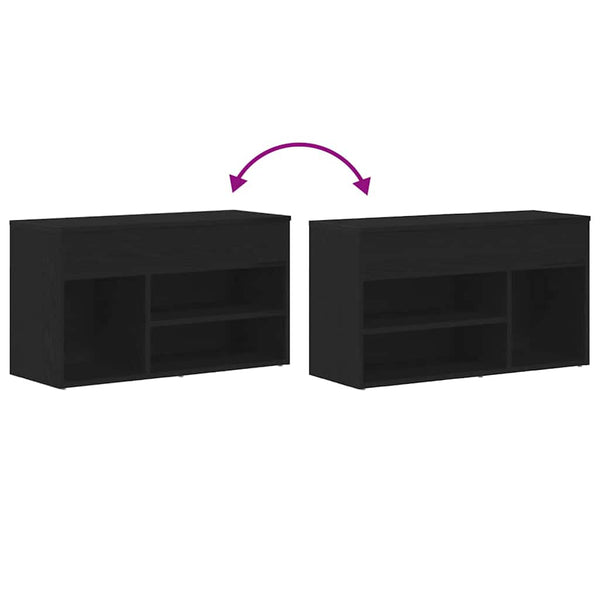 vidaXL Banc à chaussures noir aspect chêne 80 x 30 x 45 cm Bois d'ingénierie