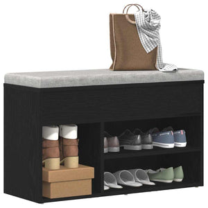vidaXL Banc à chaussures noir aspect chêne 80 x 30 x 45 cm Bois d'ingénierie