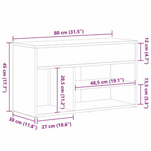 vidaXL Banc à chaussures noir aspect chêne 80 x 30 x 45 cm Bois d'ingénierie