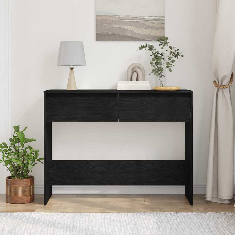 vidaXL Console de table noir aspect chêne 100 x 35 x 76,5 cm