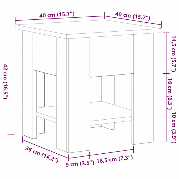 Couchtisch Schwarz Eichenoptik 40x40 cm