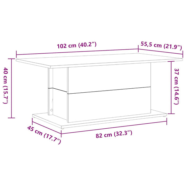 Schwarzer Couchtisch Eichenoptik 102 cm