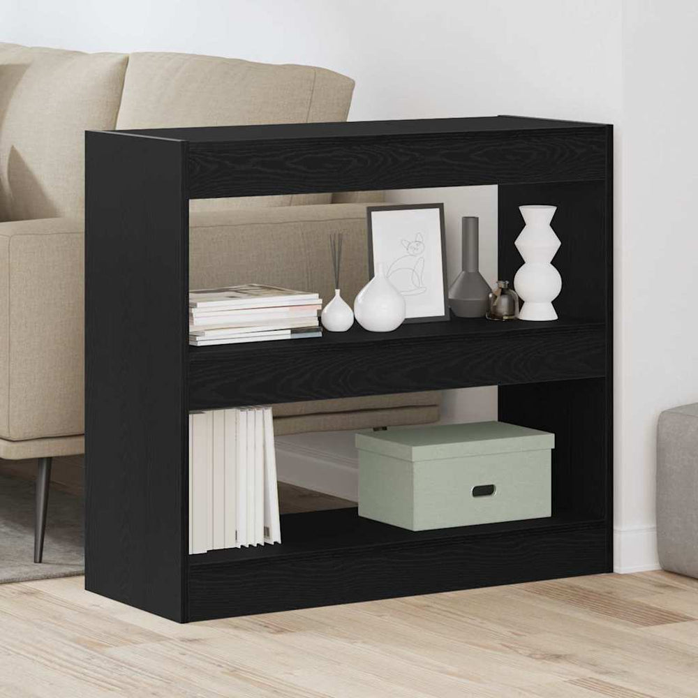 Bücherregal 2er Set Schwarz Eiche 80x30x72 cm