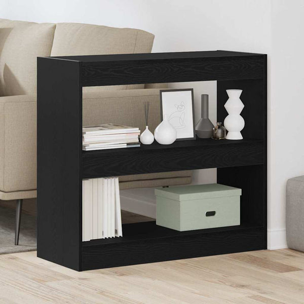 Bücherregal 2er Set Schwarz Eiche 80x30x72 cm