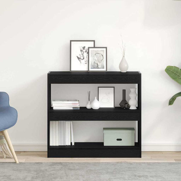 Bücherregal 2er Set Schwarz Eiche 80x30x72 cm