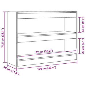 vidaXL Bibliothèque chêne artisan 100 x 30 x 72 cm, bois d'ingénierie