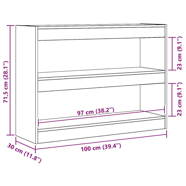 vidaXL Bibliothèque chêne artisan 100 x 30 x 72 cm, bois d'ingénierie