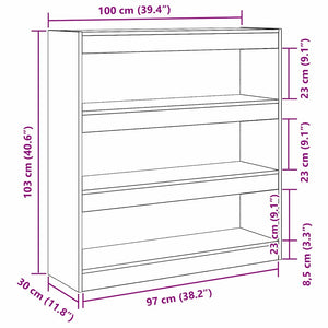 Bücherregal Schwarz Eichen-Optik 100cm