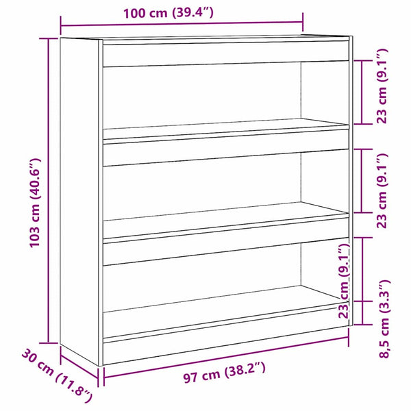 Bücherregal Schwarz Eichen-Optik 100cm