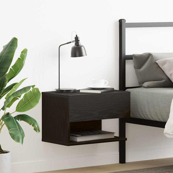 vidaXL Table de chevet Noir aspect chêne 46 x 30 x 30 cm Bois d'ingénierie