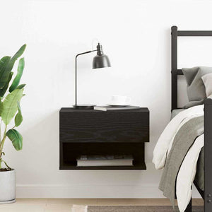 vidaXL Table de chevet Noir aspect chêne 46 x 30 x 30 cm Bois d'ingénierie