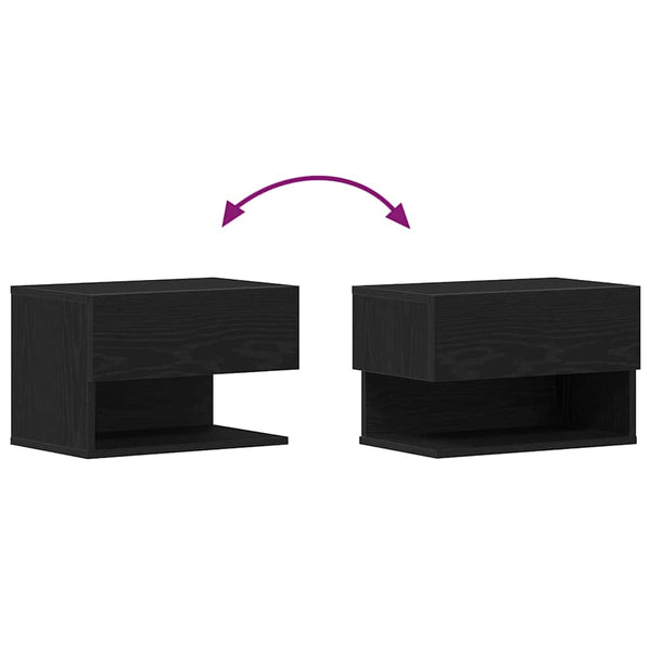 vidaXL Table de chevet Noir aspect chêne 46 x 30 x 30 cm Bois d'ingénierie
