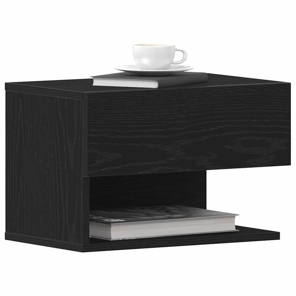 vidaXL Table de chevet Noir aspect chêne 46 x 30 x 30 cm Bois d'ingénierie