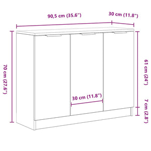 Sideboard Schwarz Eichenoptik 90,5 cm