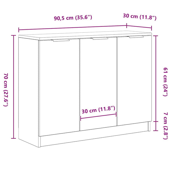 Sideboard Schwarz Eichenoptik 90,5 cm
