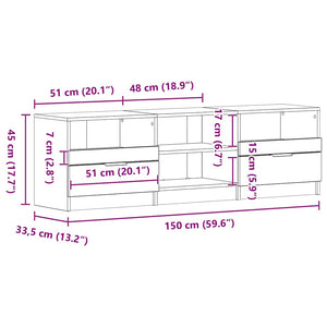 TV-Schrank Schwarz Eichen-Optik 150 cm