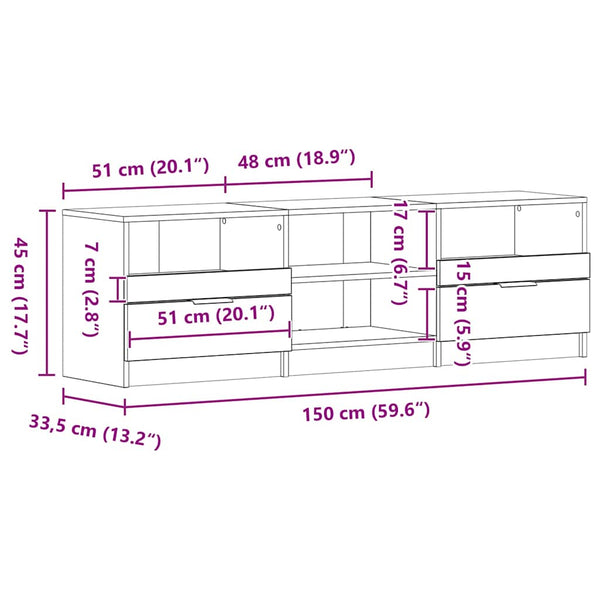 TV-Schrank Schwarz Eichen-Optik 150 cm