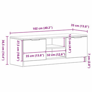 TV-Schrank Schwarz Eichen-Optik 102 cm