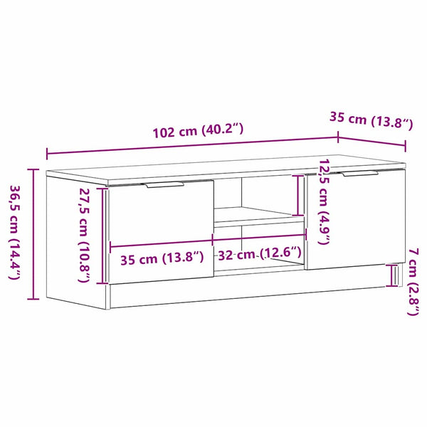TV-Schrank Schwarz Eichen-Optik 102 cm