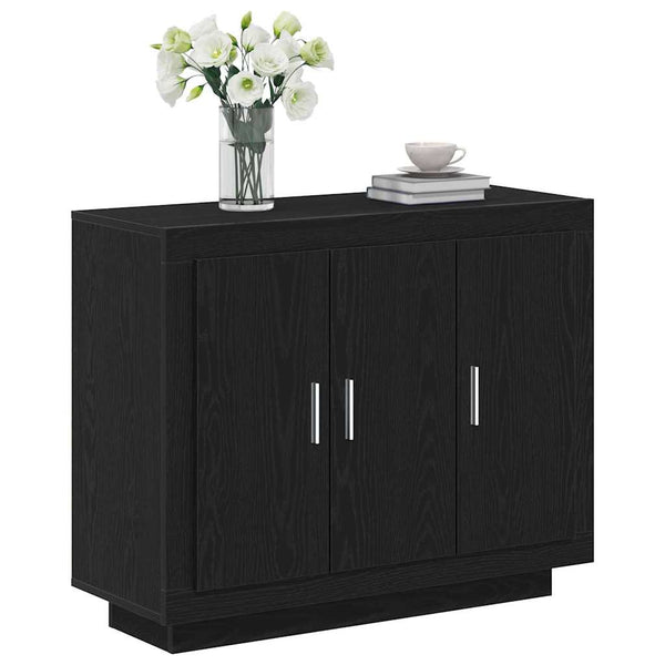 Schwarzes Sideboard Eichen-Optik 92 cm