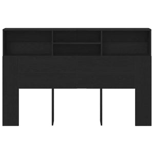 Schwarzes Kopfteil mit Regal Eichenoptik 160cm
