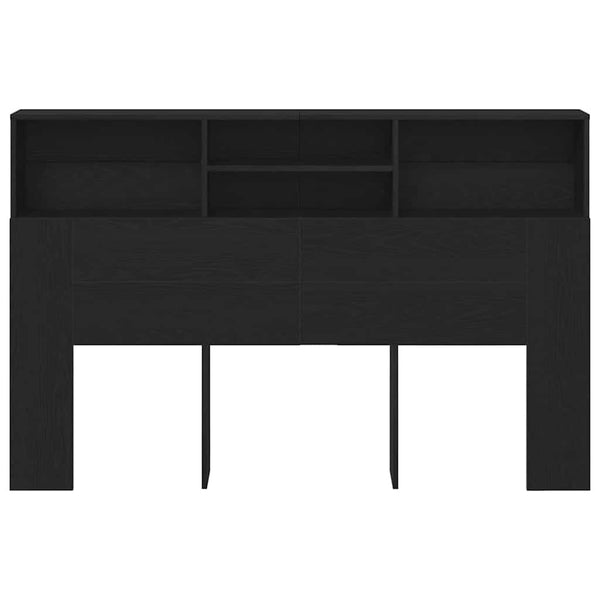 Schwarzes Kopfteil mit Regal Eichenoptik 160cm