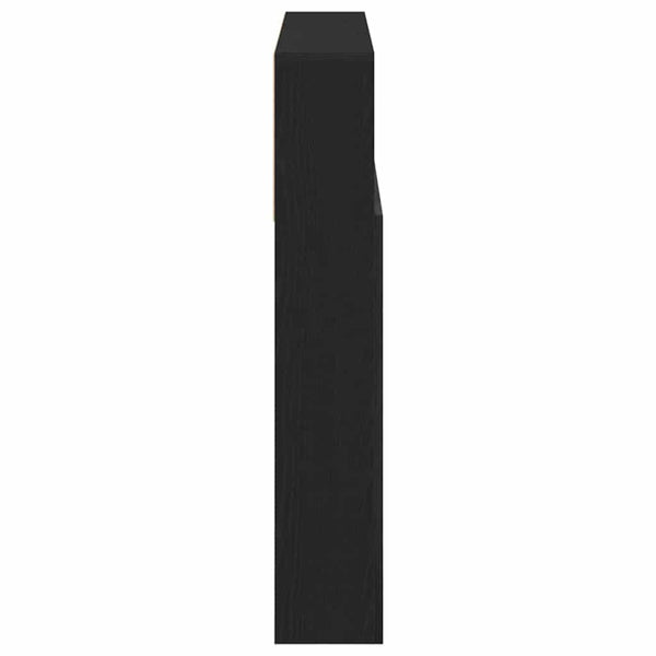 Schwarzes Kopfteil mit Regal Eichenoptik 160cm
