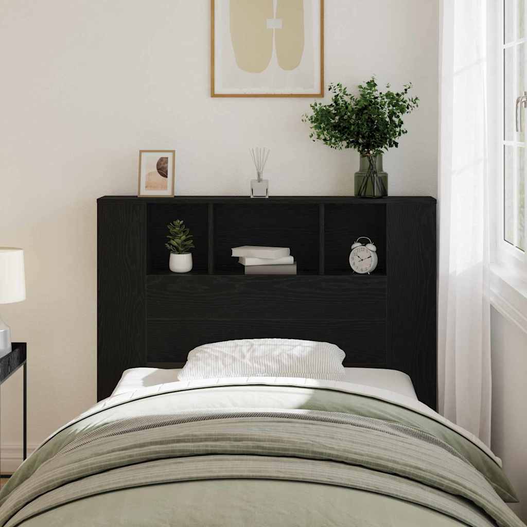 Kopfteil Schrank Schwarz Eichen-Optik 120 cm