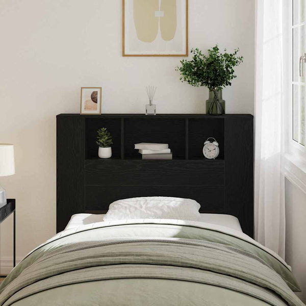 Kopfteil Schrank Schwarz Eichen-Optik 120 cm