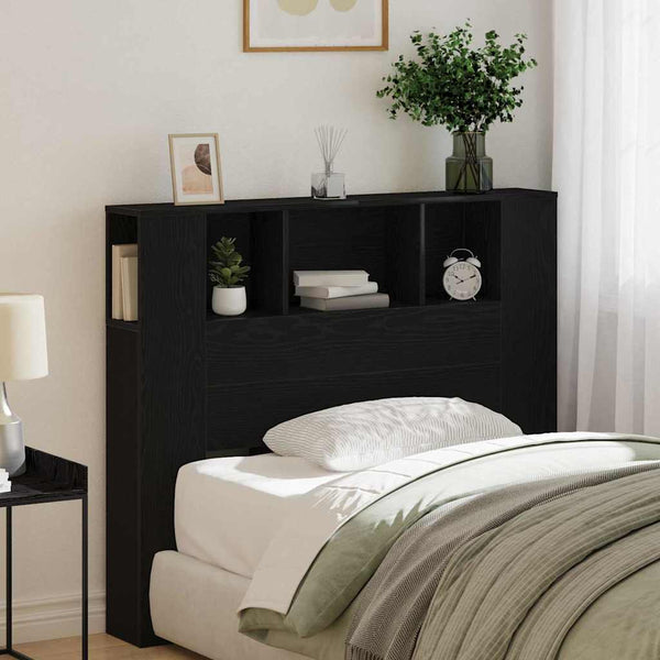 Kopfteil Schrank Schwarz Eichen-Optik 120 cm