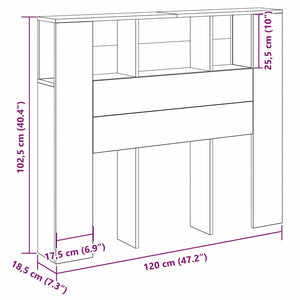Kopfteil Schrank Schwarz Eichen-Optik 120 cm
