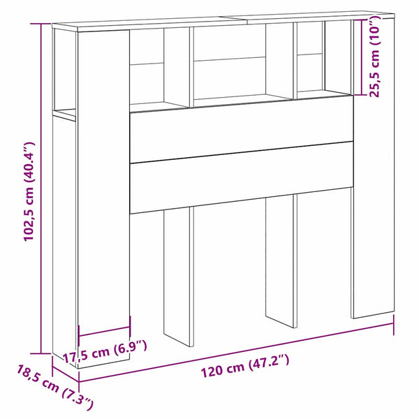 Kopfteil Schrank Schwarz Eichen-Optik 120 cm