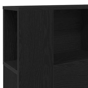 Schwarzes Kopfteil mit Regal Eichenoptik 200cm